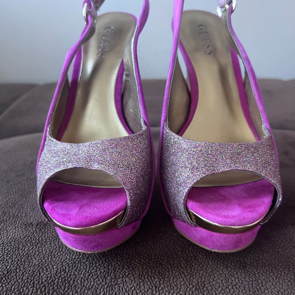 Guess Billow Pink/Fuschia/Glitter Suede Stilettos size 6.5 - Picture 5 of 11